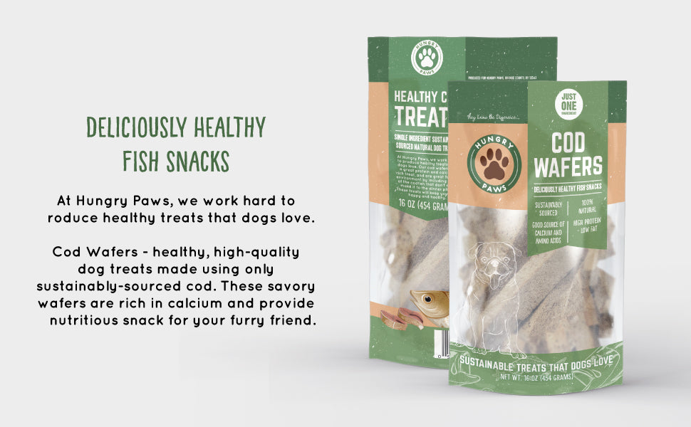 Cod Fish Wafer Dog Treats - Single Ingredient Snacks 16-oz