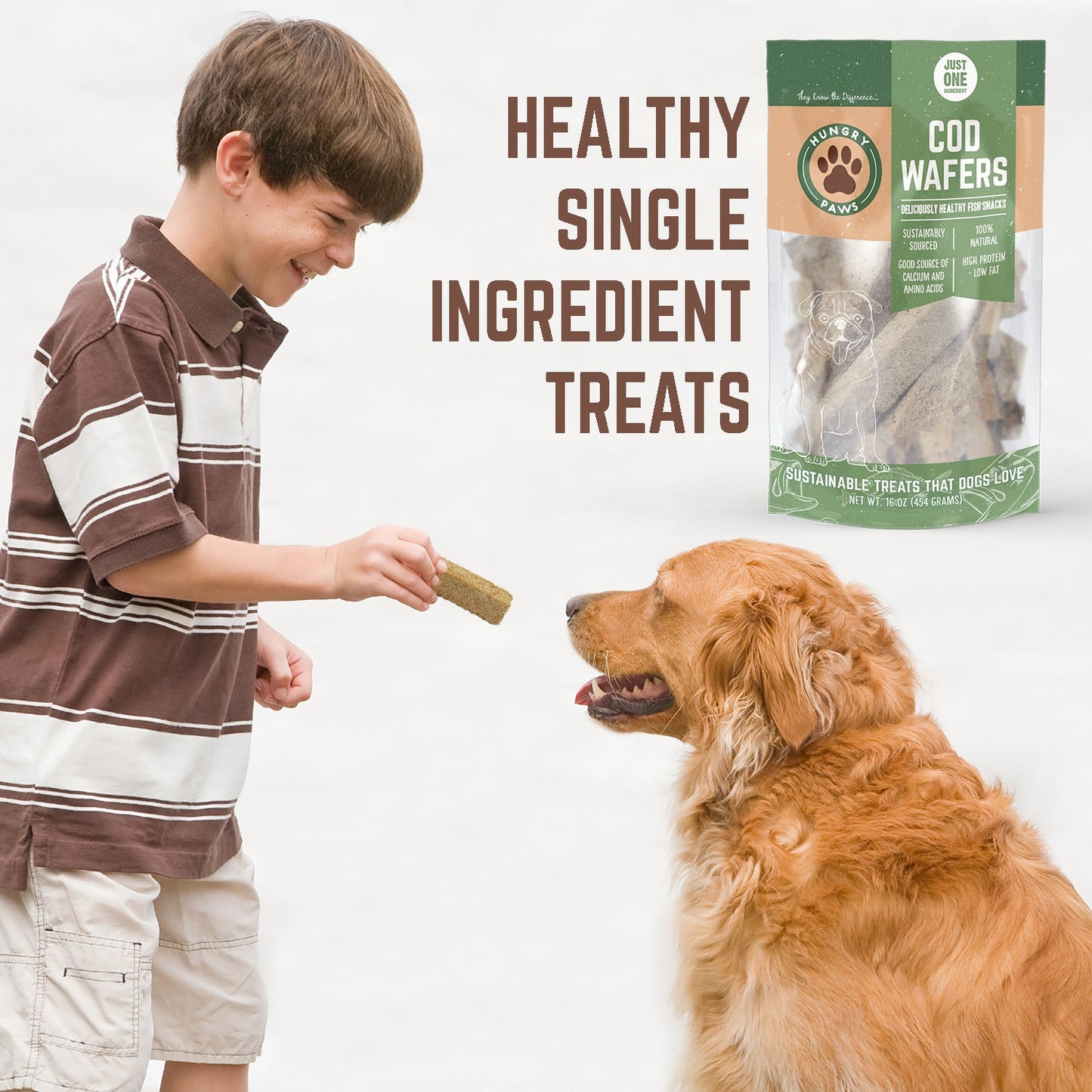 Cod Fish Wafer Dog Treats - Single Ingredient Snacks 16-oz