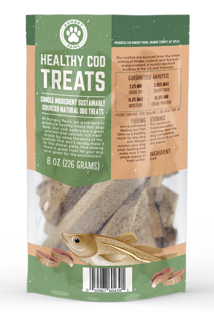 Cod Fish Wafer Dog Treats - Single Ingredient Snacks 8-oz