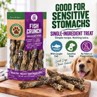 Hungry Paws Fish Crunch, cod skin treats for dogs, 8 oz