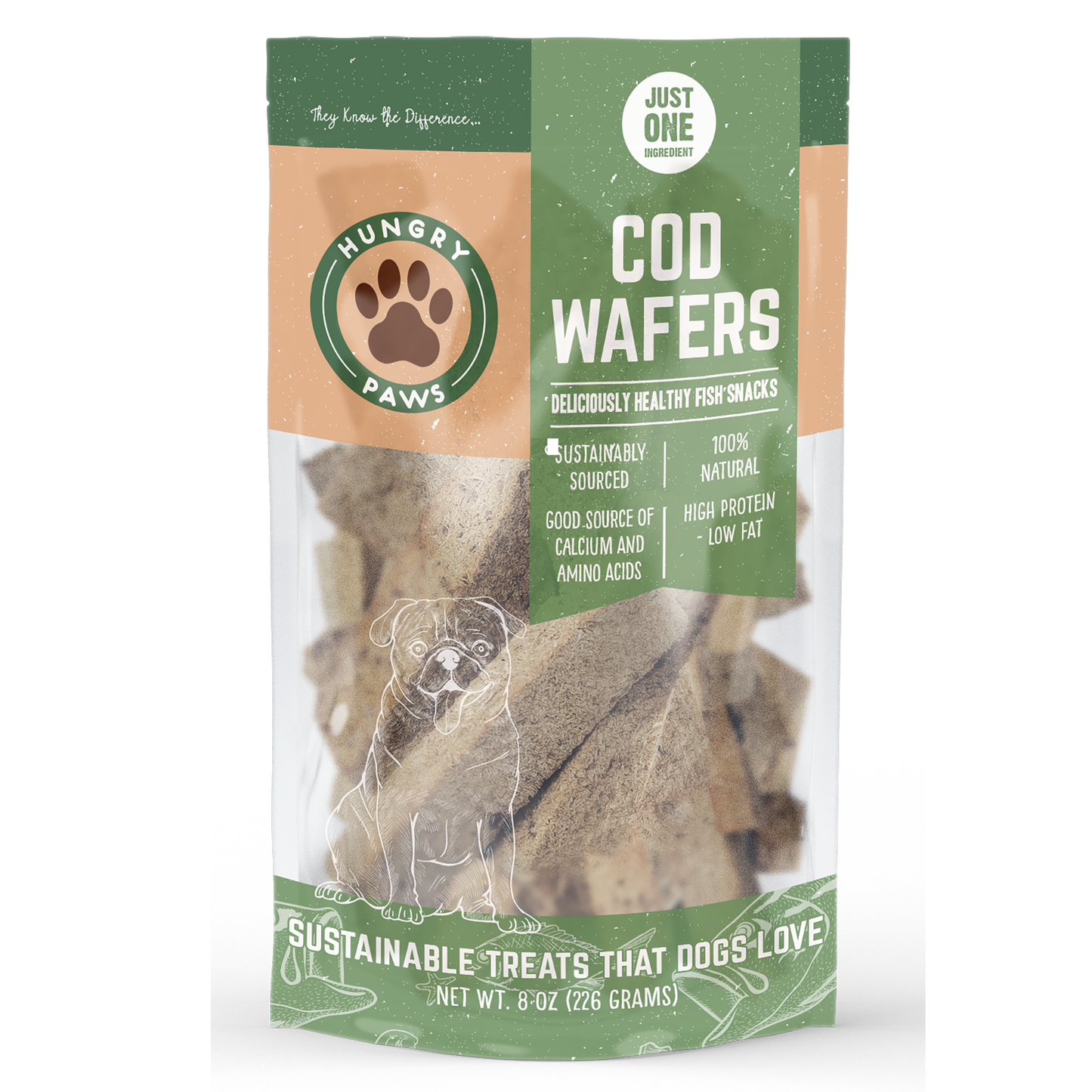 BULK - Cod Fish Wafer Dog Treats - Single Ingredient Snacks 6 Pounds