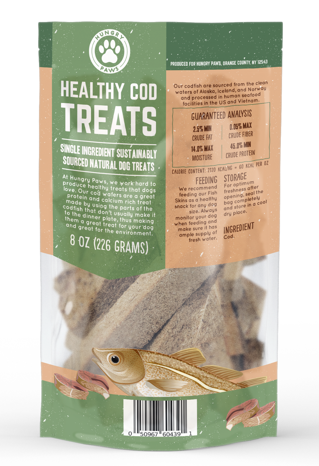 Cod Fish Wafer Dog Treats - Single Ingredient Snacks 8-oz